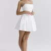 Emmanuela White Strapless Pleated Mini Dress Emmanuela White Strapless Pleated Mini Dress