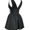 Emmeliette Black Satin Mini Dress