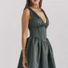 Emmeliette Forest Green Satin Mini Dress Emmeliette Forest Green Satin Mini Dress