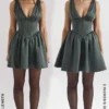 Emmeliette Forest Green Satin Mini Dress Emmeliette Forest Green Satin Mini Dress