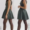 Emmeliette Forest Green Satin Mini Dress Emmeliette Forest Green Satin Mini Dress