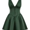 Emmeliette Forest Green Satin Mini Dress Emmeliette Forest Green Satin Mini Dress