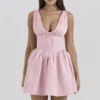 Emmeliette Powder Pink Satin Mini Dress Emmeliette Powder Pink Satin Mini Dress