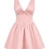 Emmeliette Powder Pink Satin Mini Dress Emmeliette Powder Pink Satin Mini Dress