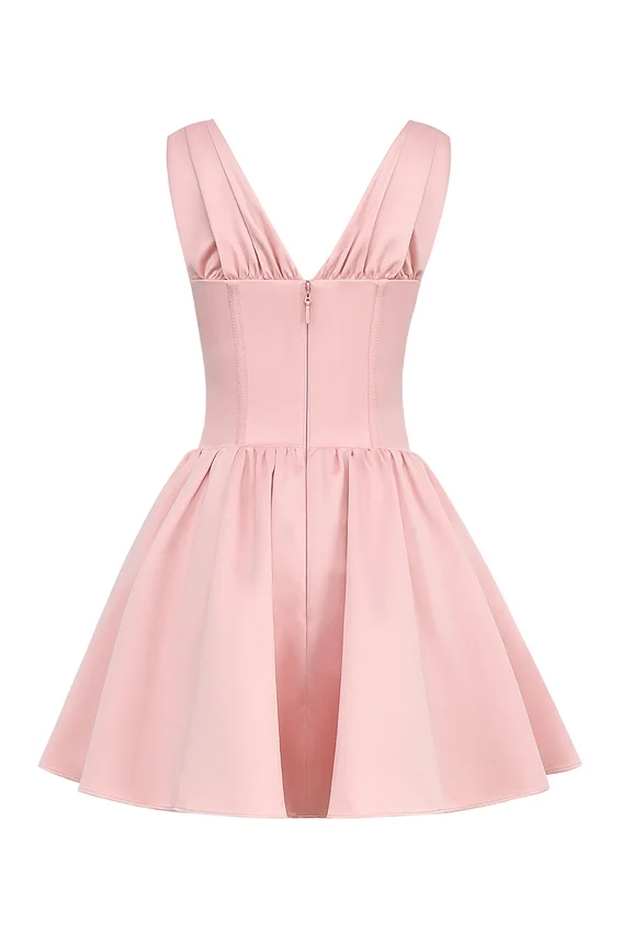 Emmeliette Powder Pink Satin Mini Dress Emmeliette Powder Pink Satin Mini Dress