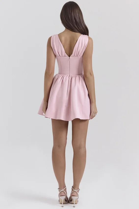 Emmeliette Powder Pink Satin Mini Dress Emmeliette Powder Pink Satin Mini Dress