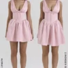 Emmeliette Powder Pink Satin Mini Dress Emmeliette Powder Pink Satin Mini Dress