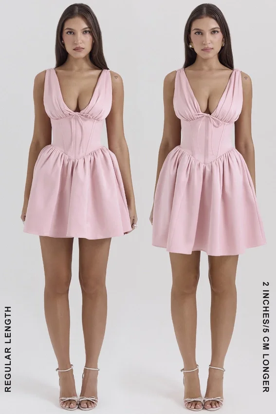 Emmeliette Powder Pink Satin Mini Dress Emmeliette Powder Pink Satin Mini Dress