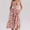 Emmelina Floral Rose Print Stretch Cotton Corset Sundress Emmelina Floral Rose Print Stretch Cotton Corset Sundress