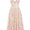 Emmelina Pink Meadow Print Cotton Corset Sundress Emmelina Pink Meadow Print Cotton Corset Sundress