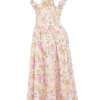 Emmelina Pink Meadow Print Cotton Corset Sundress Emmelina Pink Meadow Print Cotton Corset Sundress