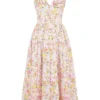 Emmelina Pink Meadow Print Cotton Corset Sundress Emmelina Pink Meadow Print Cotton Corset Sundress
