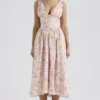 Emmelina Pink Meadow Print Cotton Corset Sundress Emmelina Pink Meadow Print Cotton Corset Sundress