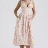 Emmelina Pink Meadow Print Cotton Corset Sundress Emmelina Pink Meadow Print Cotton Corset Sundress