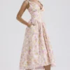 Emmelina Pink Meadow Print Cotton Corset Sundress Emmelina Pink Meadow Print Cotton Corset Sundress