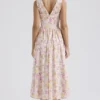 Emmelina Pink Meadow Print Cotton Corset Sundress Emmelina Pink Meadow Print Cotton Corset Sundress