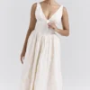 Emmelina Vintage Ivory Floral Embroidered Corset Sundress Emmelina Vintage Ivory Floral Embroidered Corset Sundress