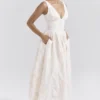 Emmelina Vintage Ivory Floral Embroidered Corset Sundress Emmelina Vintage Ivory Floral Embroidered Corset Sundress