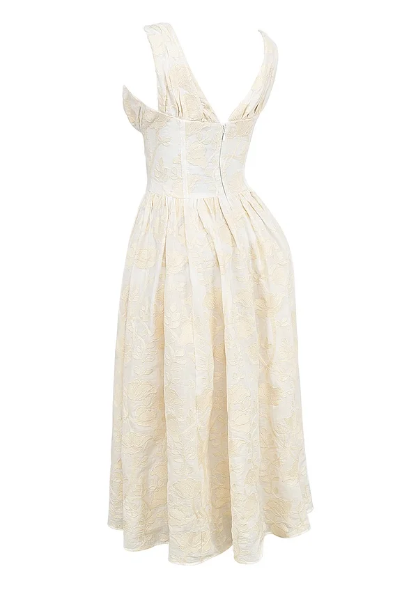 Emmelina Vintage Ivory Floral Embroidered Corset Sundress Emmelina Vintage Ivory Floral Embroidered Corset Sundress