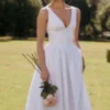 Emmelina White Cotton Corset Sundress