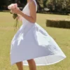 Emmelina White Cotton Corset Sundress