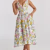 Emmelina White Vintage Rose Print Cotton Corset Sundress Emmelina White Vintage Rose Print Cotton Corset Sundress