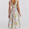 Emmelina White Vintage Rose Print Cotton Corset Sundress Emmelina White Vintage Rose Print Cotton Corset Sundress