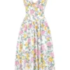 Emmelina White Vintage Rose Print Cotton Corset Sundress Emmelina White Vintage Rose Print Cotton Corset Sundress