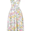 Emmelina White Vintage Rose Print Cotton Corset Sundress Emmelina White Vintage Rose Print Cotton Corset Sundress