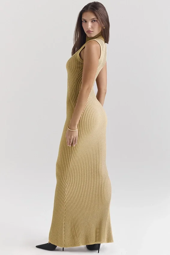 Emmie Gold Metallic Maxi Dress Emmie Gold Metallic Maxi Dress