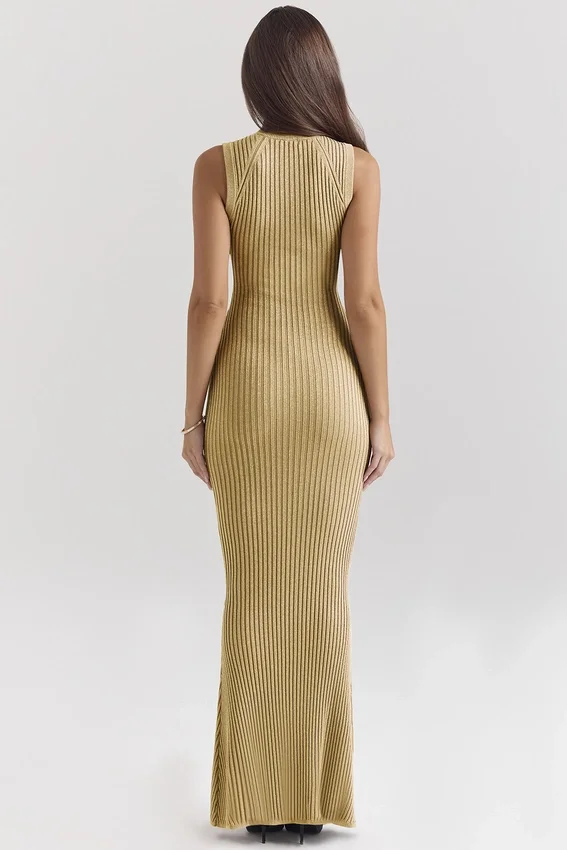 Emmie Gold Metallic Maxi Dress Emmie Gold Metallic Maxi Dress