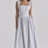 Emmy Blue Wildflower Print Cotton Midi Sundress Emmy Blue Wildflower Print Cotton Midi Sundress