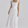 Emmy White Cotton Midi Sundress Emmy White Cotton Midi Sundress