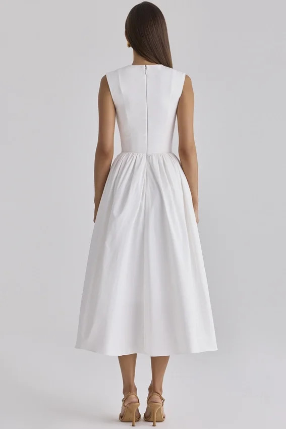 Emmy White Cotton Midi Sundress Emmy White Cotton Midi Sundress