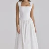 Emmy White Cotton Midi Sundress Emmy White Cotton Midi Sundress