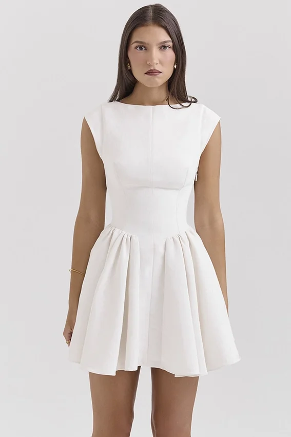 Enchant White Open Back Mini Dress Enchant White Open Back Mini Dress