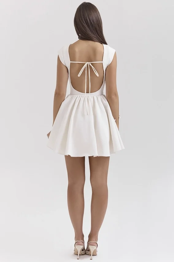 Enchant White Open Back Mini Dress Enchant White Open Back Mini Dress