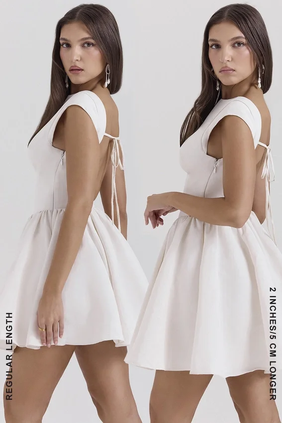 Enchant White Open Back Mini Dress Enchant White Open Back Mini Dress