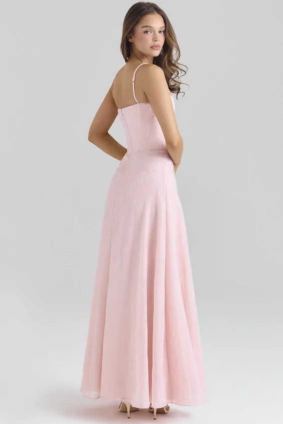 Esme Blush Pink Lurex Chiffon Maxi Dress Esme Blush Pink Lurex Chiffon Maxi Dress