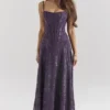 Esme Grape Lurex Chiffon Maxi Dress Esme Grape Lurex Chiffon Maxi Dress