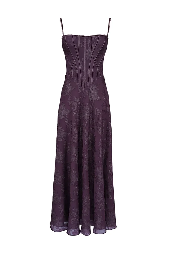 Esme Grape Lurex Chiffon Maxi Dress Esme Grape Lurex Chiffon Maxi Dress