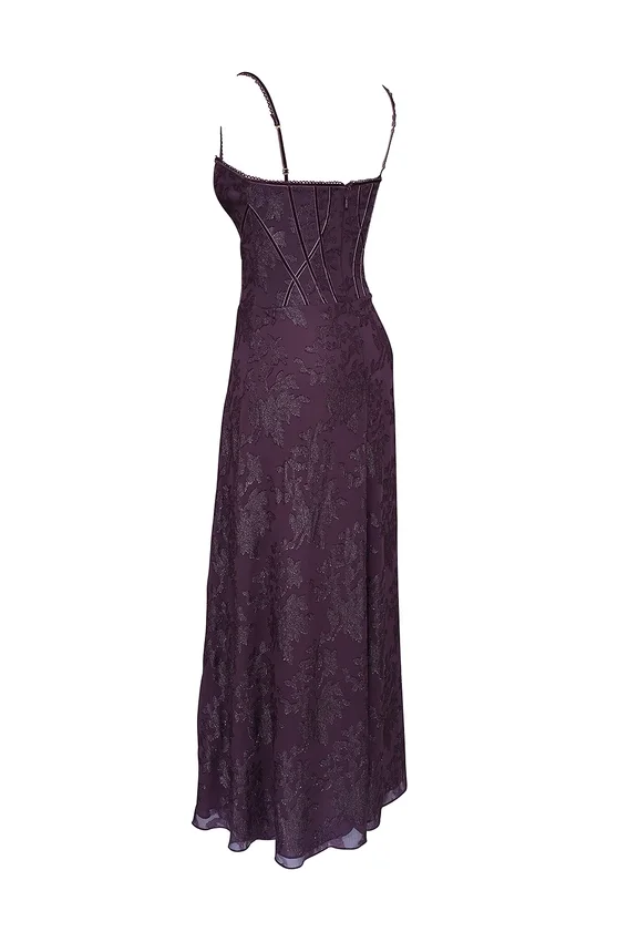 Esme Grape Lurex Chiffon Maxi Dress Esme Grape Lurex Chiffon Maxi Dress