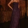 Esme Grape Lurex Chiffon Maxi Dress Esme Grape Lurex Chiffon Maxi Dress
