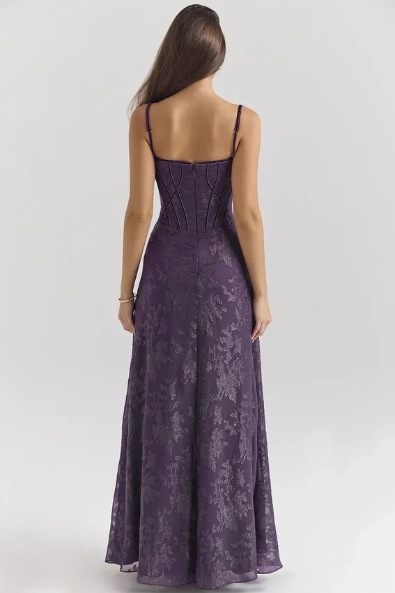 Esme Grape Lurex Chiffon Maxi Dress Esme Grape Lurex Chiffon Maxi Dress