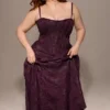 Esme Grape Lurex Chiffon Maxi Dress Esme Grape Lurex Chiffon Maxi Dress