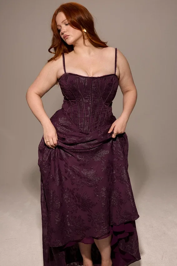 Esme Grape Lurex Chiffon Maxi Dress Esme Grape Lurex Chiffon Maxi Dress