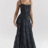 Esme Midnight Blue Lurex Chiffon Maxi Dress