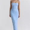 Eva Tuscan Blue Embroidered Floral Maxi Dress Eva Tuscan Blue Embroidered Floral Maxi Dress