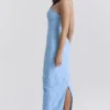 Eva Tuscan Blue Embroidered Floral Maxi Dress Eva Tuscan Blue Embroidered Floral Maxi Dress