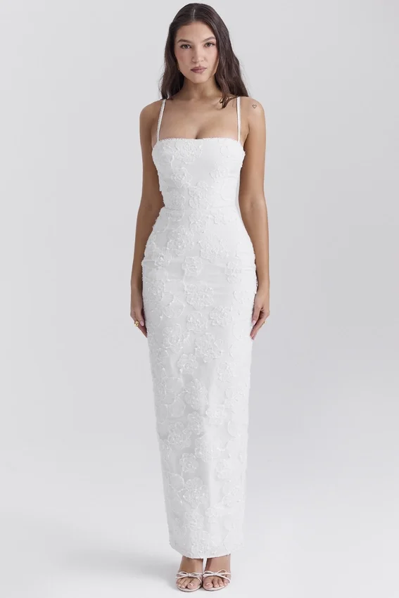 Eva White Floral Lace Maxi Dress Eva White Floral Lace Maxi Dress